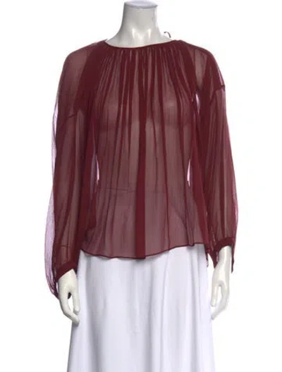 Pre-owned Kes Silk Crew Neck Blouse In Red