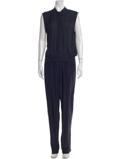 Pre-owned Kes Silk Crew Neck Jumpsuit In Blue
