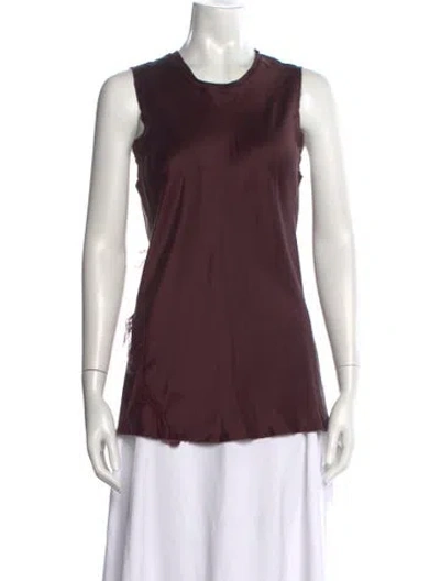 Pre-owned Kes Silk Crew Neck Top In Burgundy