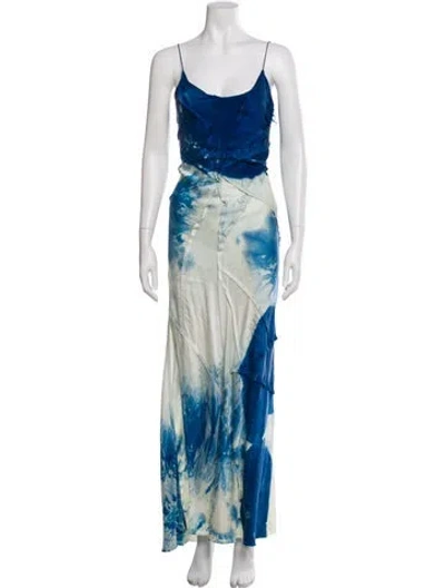 Pre-owned Kes Silk Long Dress In Blue