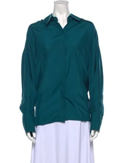 Pre-owned Kes Silk Long Dress In Green