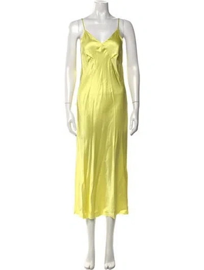 Pre-owned Kes Silk Long Dress In Yellow