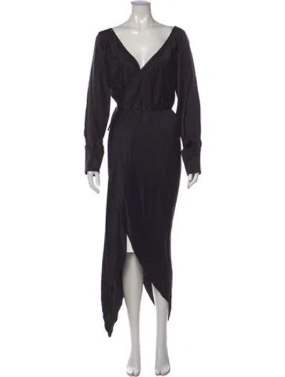 Pre-owned Kes Silk Midi Length Dress In Black