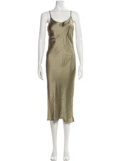 Pre-owned Kes Silk Midi Length Dress In Green