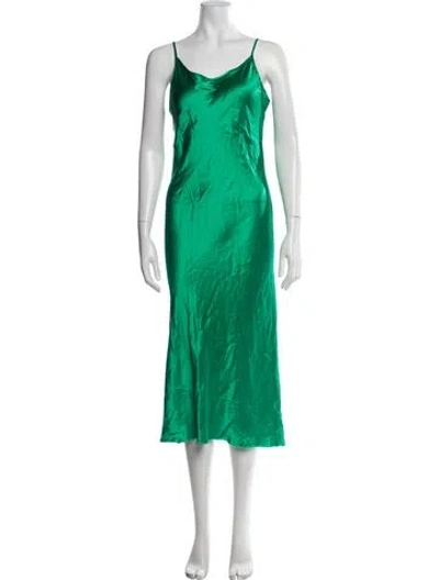Pre-owned Kes Silk Midi Length Dress In Green