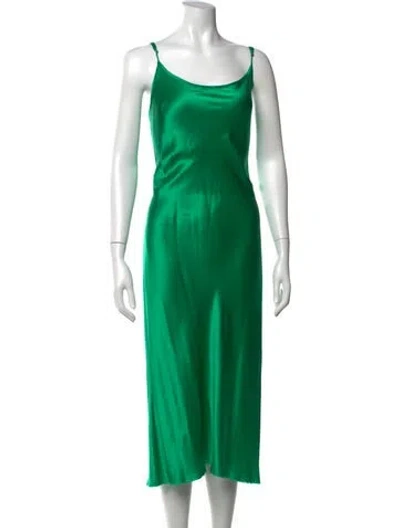Pre-owned Kes Silk Midi Length Dress In Green