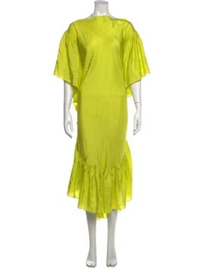 Pre-owned Kes Silk Midi Length Dress In Green