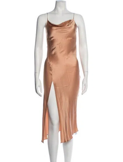 Pre-owned Kes Silk Midi Length Dress In Orange