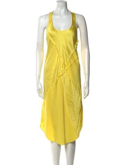 Pre-owned Kes Silk Midi Length Dress In Yellow