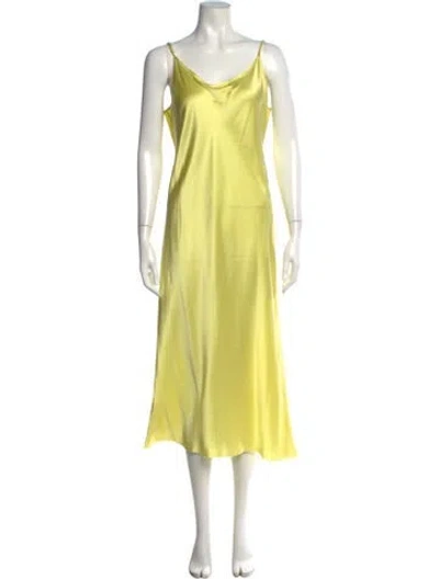 Pre-owned Kes Silk Midi Length Dress In Yellow