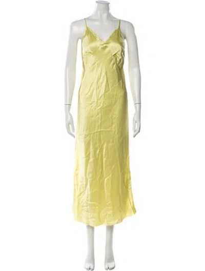 Pre-owned Kes Silk Midi Length Dress In Yellow