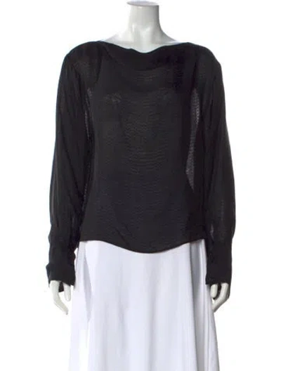Pre-owned Kes Silk Scoop Neck Top In Black