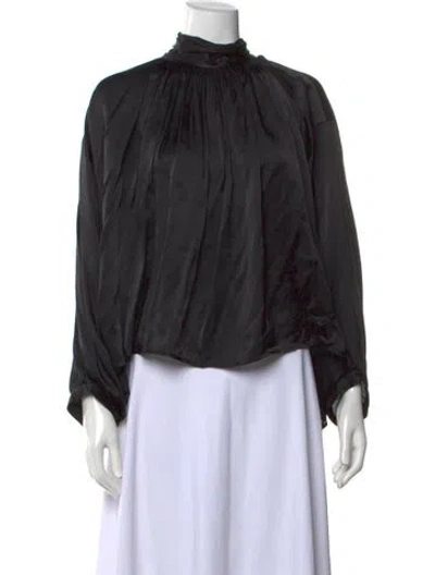 Pre-owned Kes Silk Tie Neck Top W/ Tags In Black