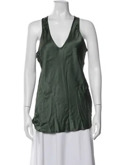 Pre-owned Kes Silk V-neck Top In Green