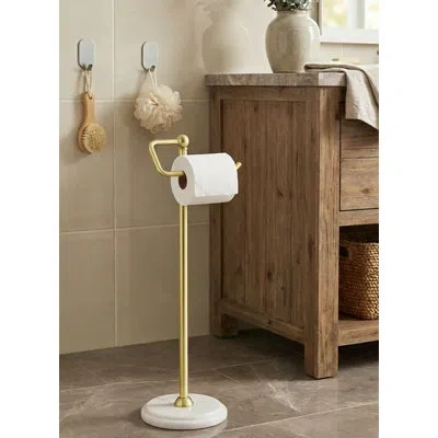 Kes Toilet Paper Holder Free Standing In Brushed Gold