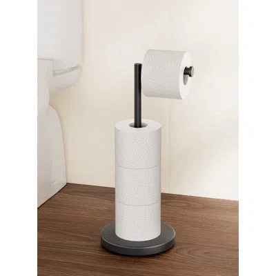 Kes Toilet Paper Holder Stand 2x Weighted Base With Reverse For 4 Rolls, 18/8 Stainless Steel Rustproof  In Stainless Steel;matte Black