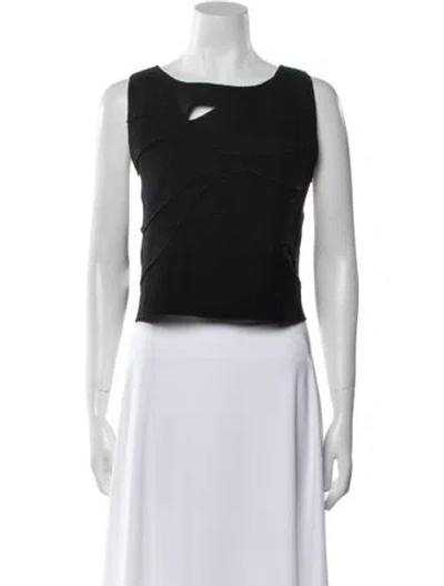 Pre-owned Kes Wool Bateau Neckline Crop Top In Black