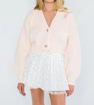Kestan Aspen Long Sleeve V-neck Cardigan In Pink