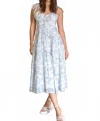 Kestan Marie Midi Dress In Porcelain In Blue