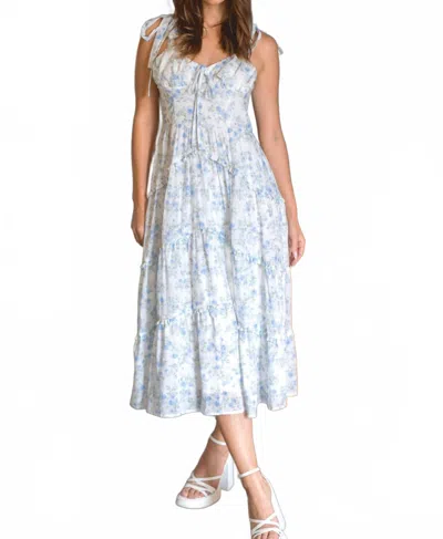 Kestan Marie Midi Dress In Porcelain In Blue