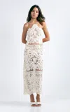 Kettel Atelier Anna Halter Lace Midi Dress In White