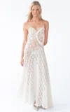 Kettel Atelier Dalia Asymmetric Crochet Maxi Dress In White