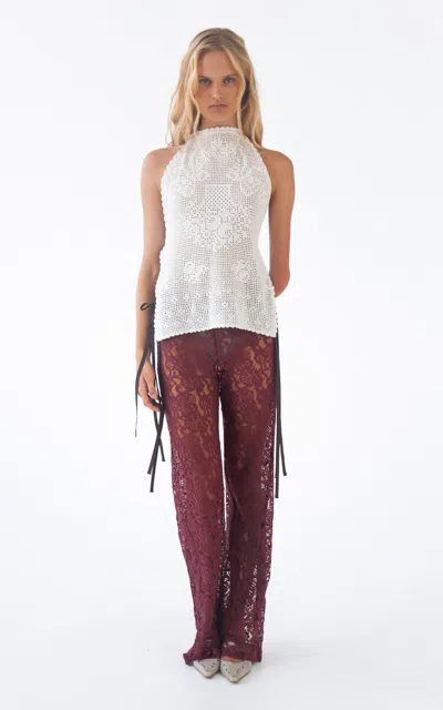 Kettel Atelier Fink Sleeveless Crochet Top In Brown