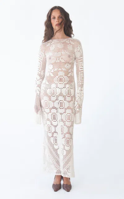 Kettel Atelier Lumio Crochet Maxi Dress In White