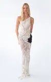 Kettel Atelier Minty One-shoulder Crochet Gown In White