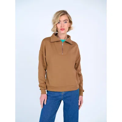 Kettlewell 1/4 Zip Soft Feel Sweatshirt In Brown