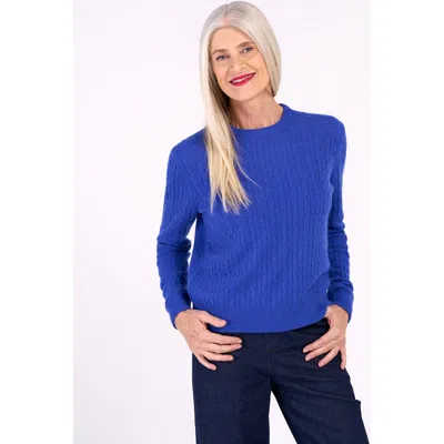 Kettlewell Cable Cashmere Blend Crew Neck Sweater In Blue