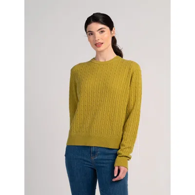 Kettlewell Cable Cashmere Blend Crew Neck Sweater In Green