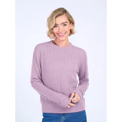Kettlewell Cable Cashmere Blend Crew Neck Sweater In Purple