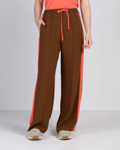 Kettlewell Drawstring Waist Side Stripe Trousers In Brown