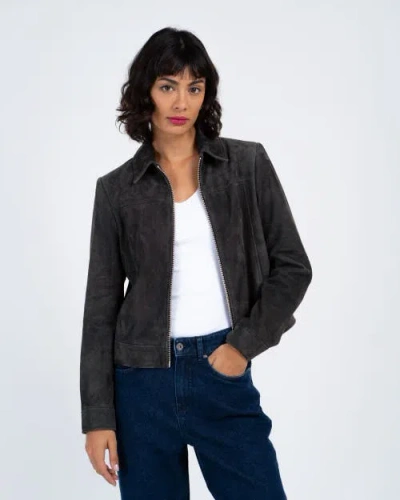 Kettlewell Harper Suede Bomber Jacket In Black