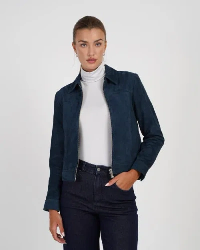 Kettlewell Harper Suede Bomber Jacket In Blue