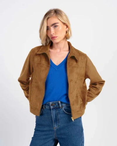 Kettlewell Harper Suede Bomber Jacket In Brown