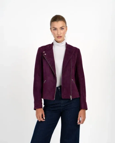 Kettlewell Hudson Suede Biker Jacket In Purple
