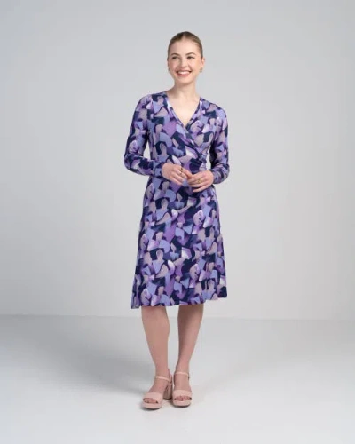 Kettlewell Long Sleeve Printed Wrap Dress In Blue