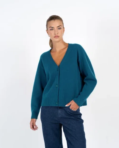 Kettlewell Merino Boxy Cardigan In Blue