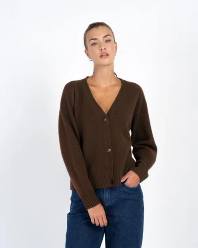 Kettlewell Merino Boxy Cardigan In Brown