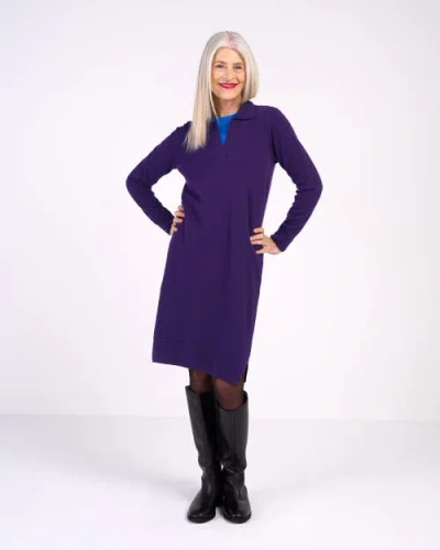 Kettlewell Trophy Neck Wool Shirt Dress In Purple
