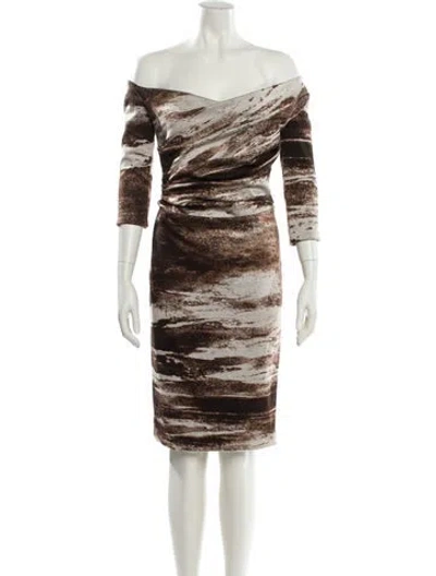 Pre-owned Kevan Hall Animal Print Mini Dress In Brown
