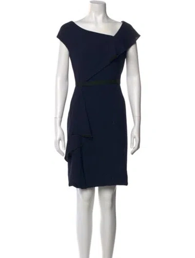 Pre-owned Kevan Hall Bateau Neckline Mini Dress In Blue