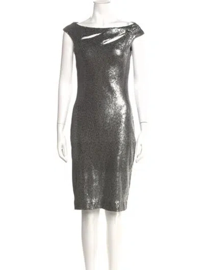 Pre-owned Kevan Hall Cowl Neck Knee-length Dress W/ Tags In Gray