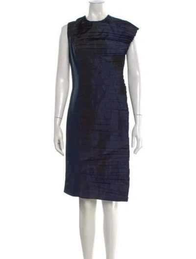 Pre-owned Kevan Hall Crew Neck Knee-length Dress In Blue