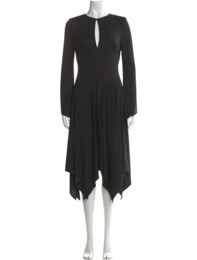 Pre-owned Kevan Hall Crew Neck Midi Length Dress In Black