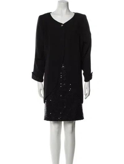 Pre-owned Kevan Hall Crystal Embellishments Skirt Suit In Black