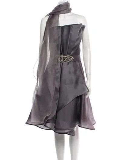 Pre-owned Kevan Hall Halterneck Mini Dress In Gray