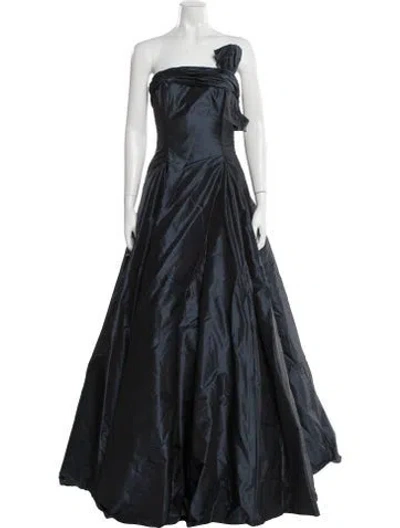 Pre-owned Kevan Hall One-shoulder Long Dress In Blue